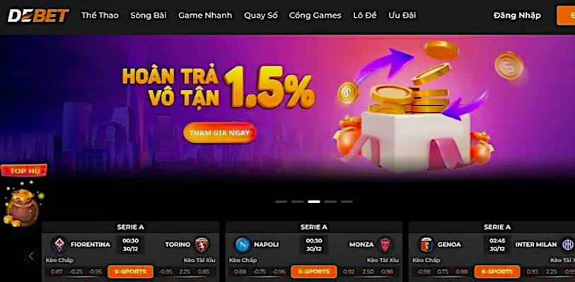 Đánh giá nhà cái Debet – Bảng xếp hạng nhà cái uy tín năm 2025